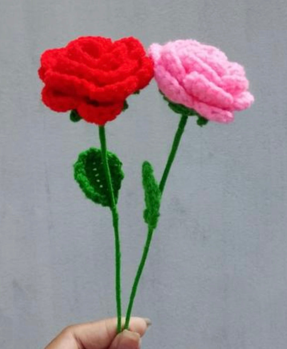 Cute Crochet Rose Flowers - Set of 2