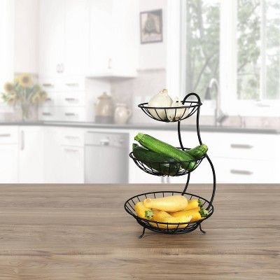 Multipurpose Black 3-Tier Fruit Stand