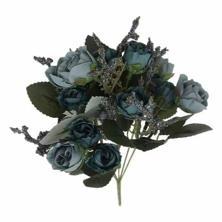 Premium Teal Artificial Peonies & Hydrangeas Flowers Bunch