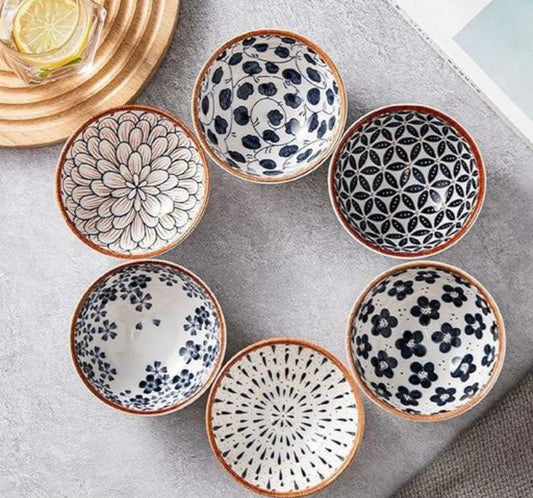 Abstract Print Ceramic Bowls Set