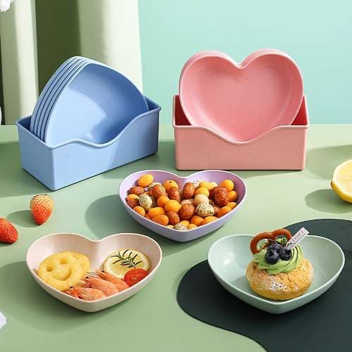 Heart Shape Deep Pasta/Snack/Dinner/Salad/Dessert Bowls with Stand - Set of 10