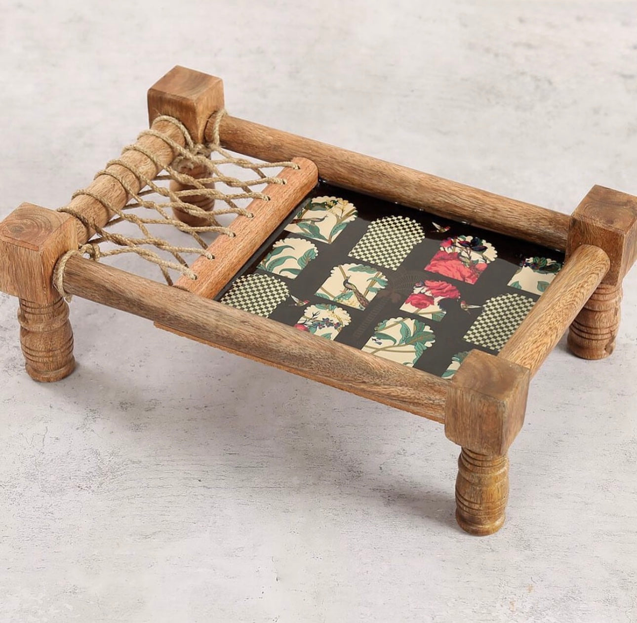 Wooden Khatiya/Cot Platter cum Serving Tray