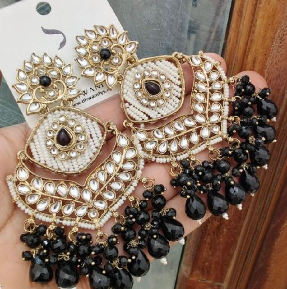 Graceful Heavy Chandbali Pearls Earrings