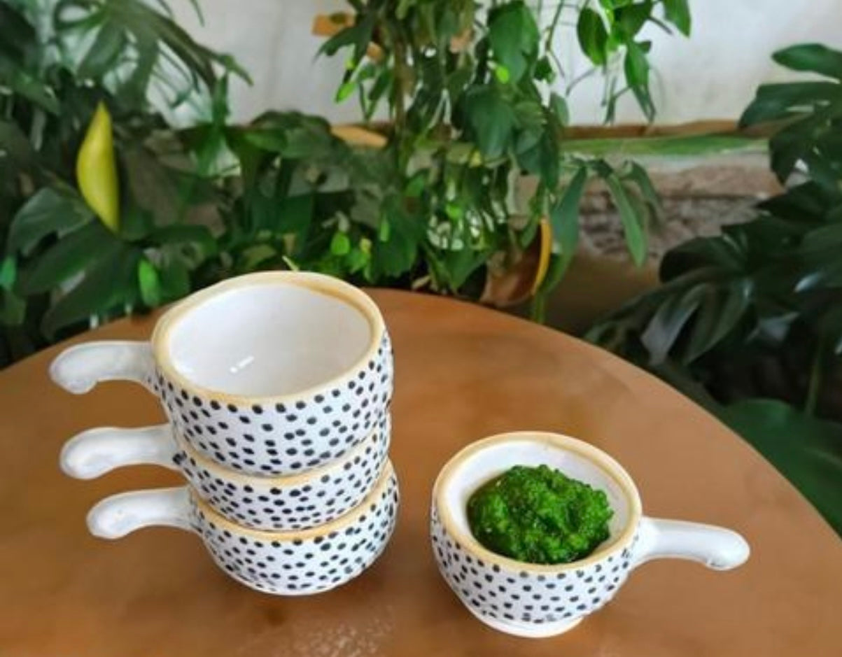 Dotted Print Small Dip/Chutney/Sauce Bowls - Set of 4