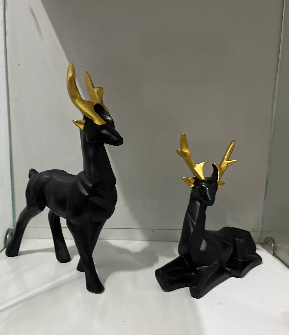 Decorative Black Deers Figurines - Set of 2