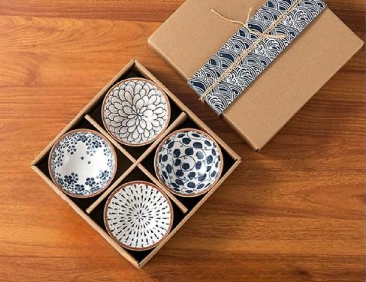 Abstract Print Ceramic Bowls Set