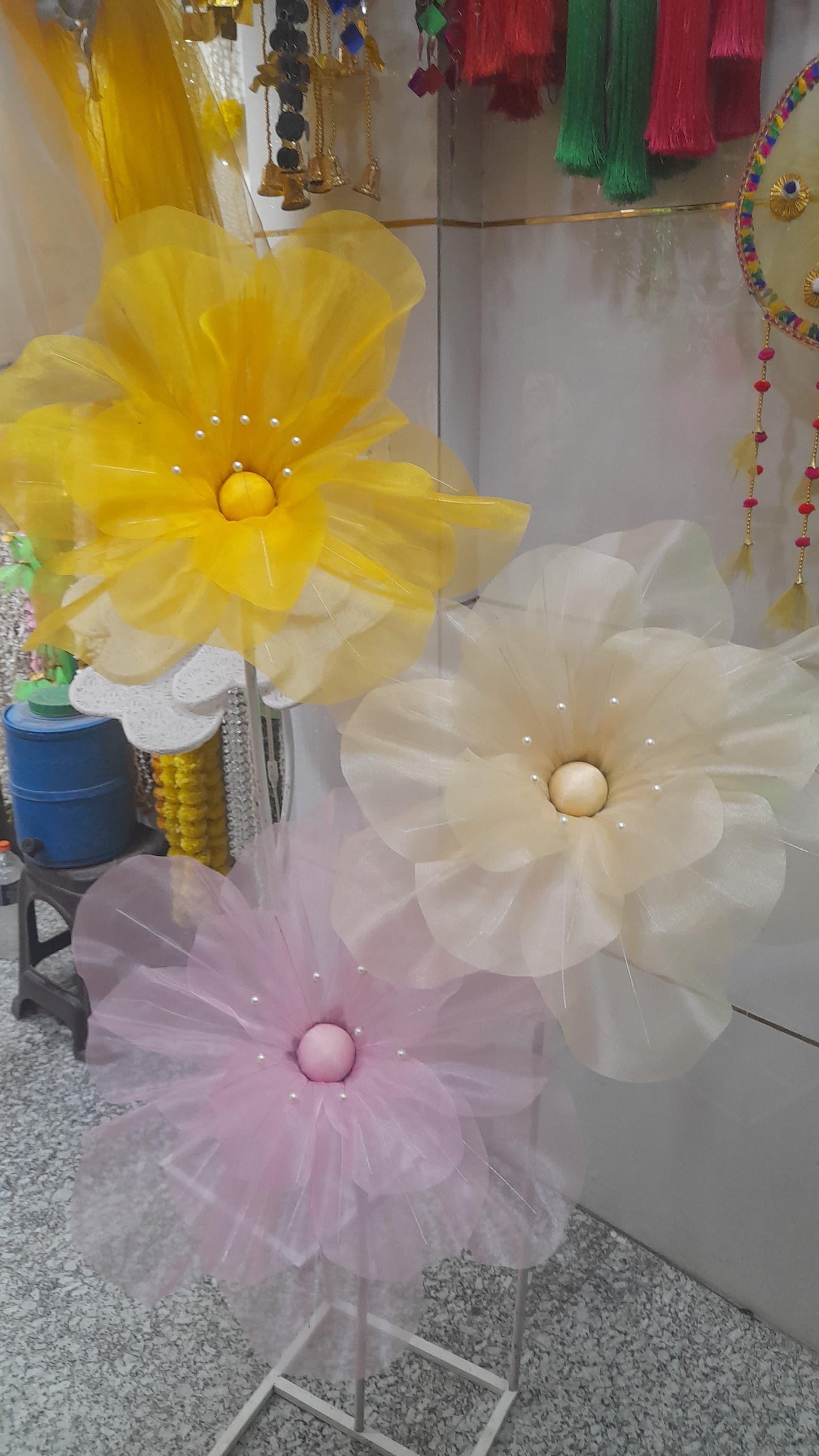 Organza Fabric Flowers (without Stand)