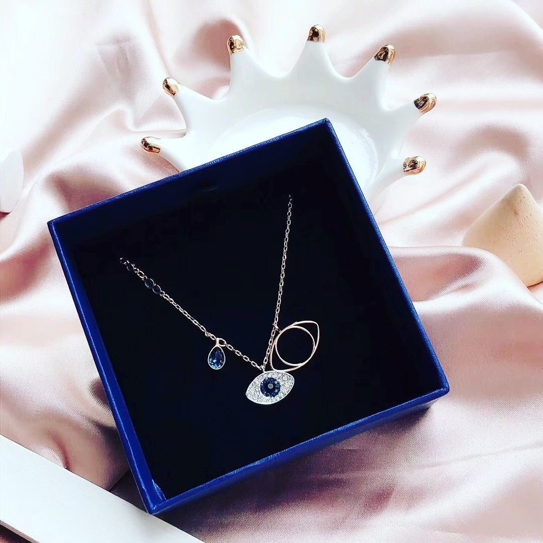 Minimalist Gold Plated Evil Eye Blue Charm Necklace