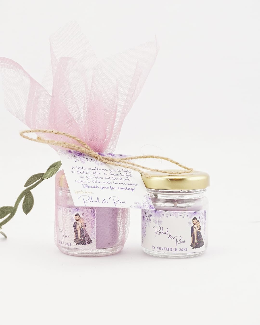 Votive Jar Candles for Return Gifts/Favours with Packaging & Personalised Tags