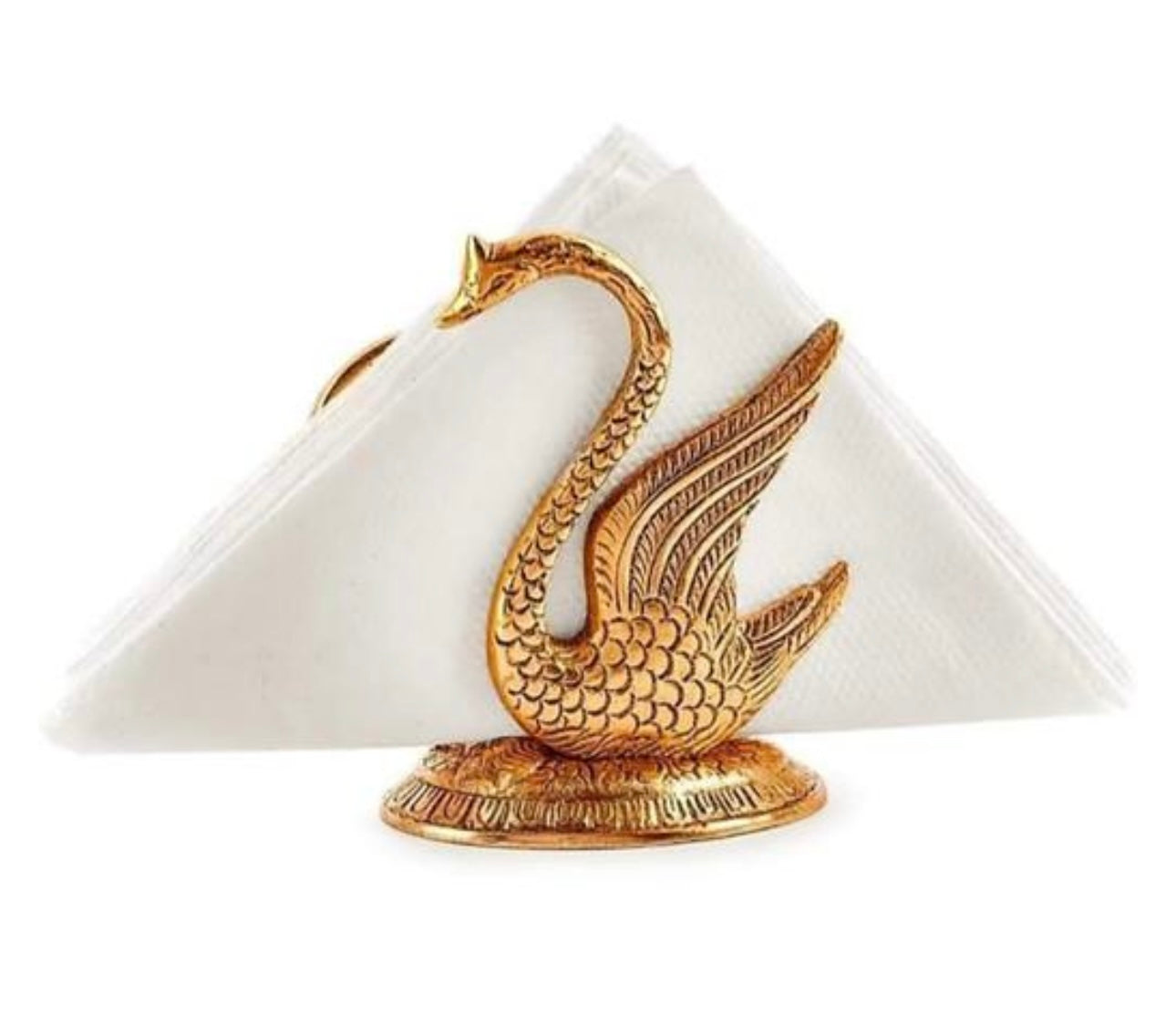 Gold Swan Shaped Oxidised Antique Tissue Holder