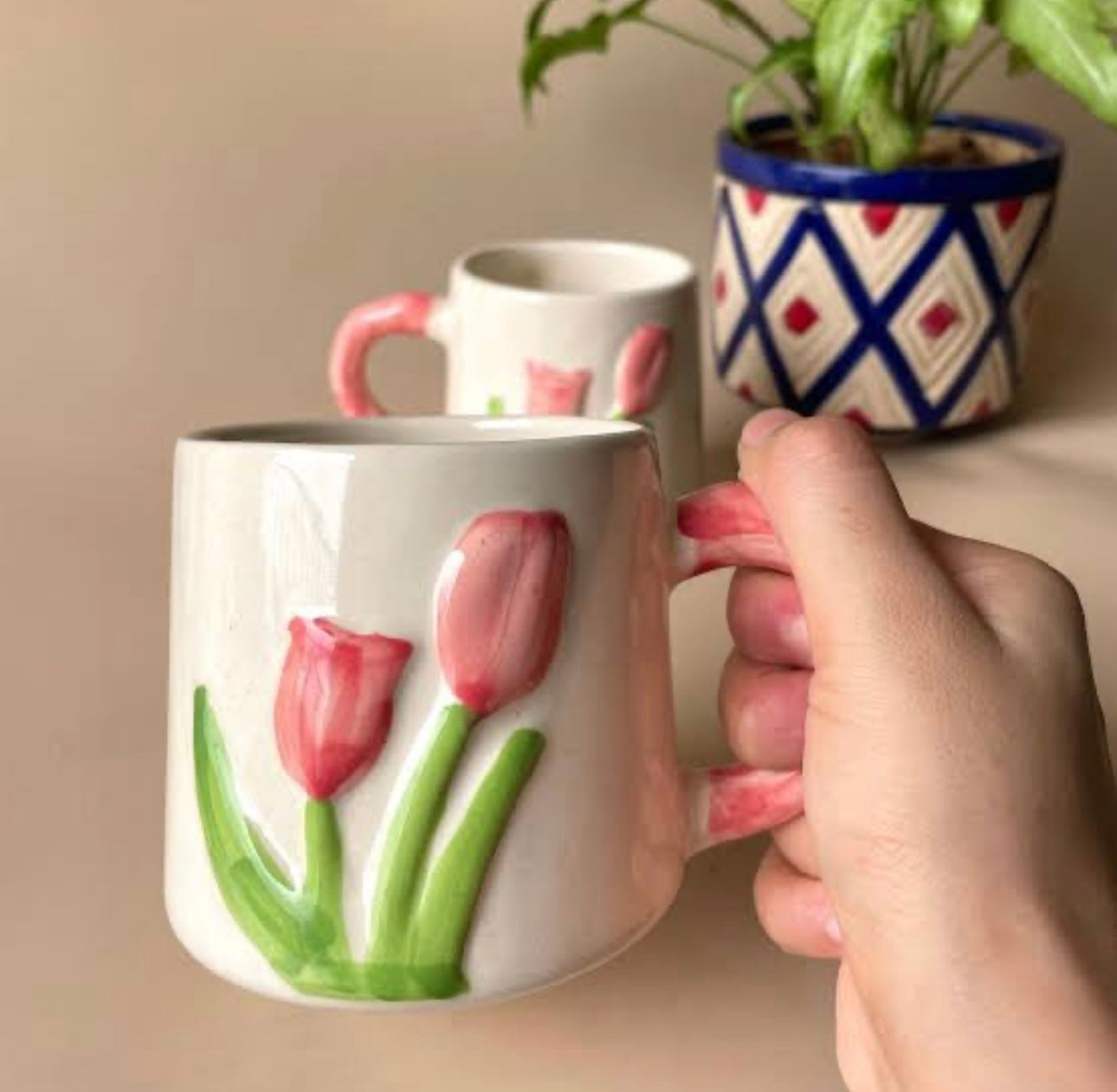 Pretty Pink Tulip Mug - Set of 2