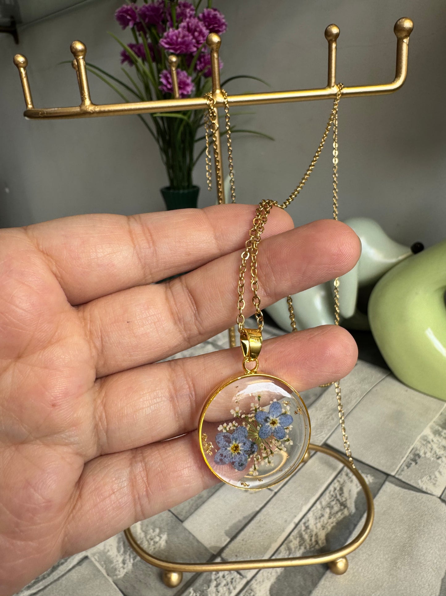Pendants with Real Pressed Flowers