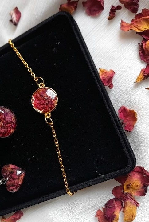 Bracelet with Real Rose Petals
