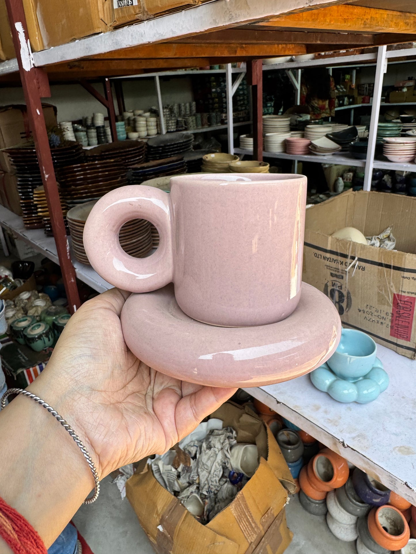 Chunky Mug with Round Saucer Set