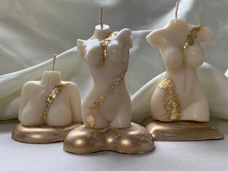 Gold Embellished Man & Woman Candles - Set of 2
