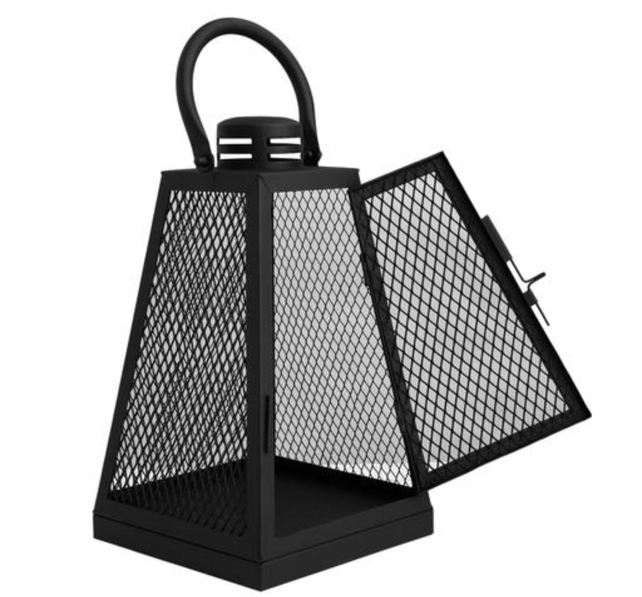 Decorative Black Metal Mesh Lanterns - Set of 2