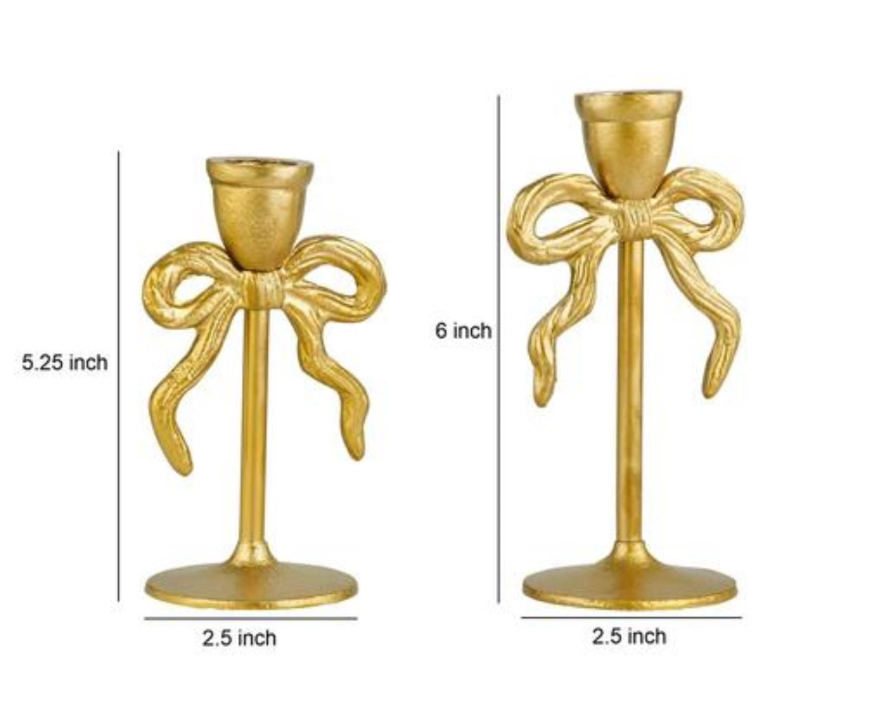 Aesthetic Gold Bows Candle Holder - Set of 2