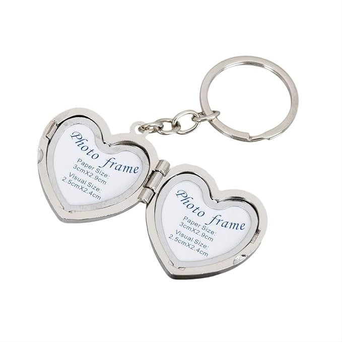 Heart Shape Couple Photo Frame Metal Keychain