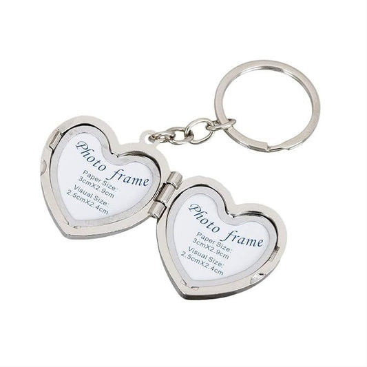 Heart Shape Couple Photo Frame Metal Keychain