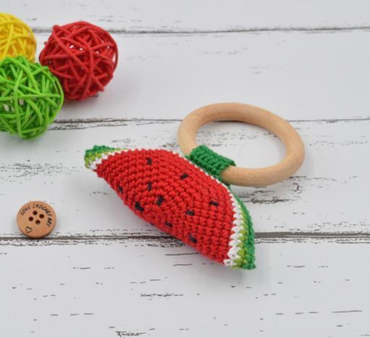 Cute Crochet Watermelon Rattle Keychain