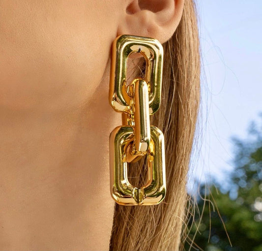 Statement Gold Link Chain Earrings