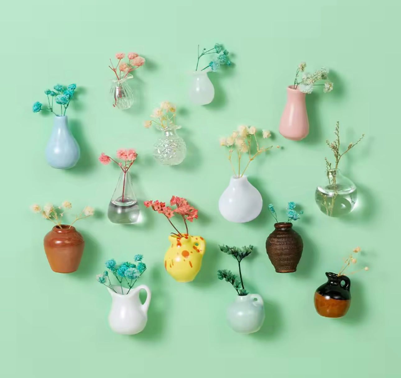 Cute Miniature Vase with Magnets (Only Pots, Flowers not included)