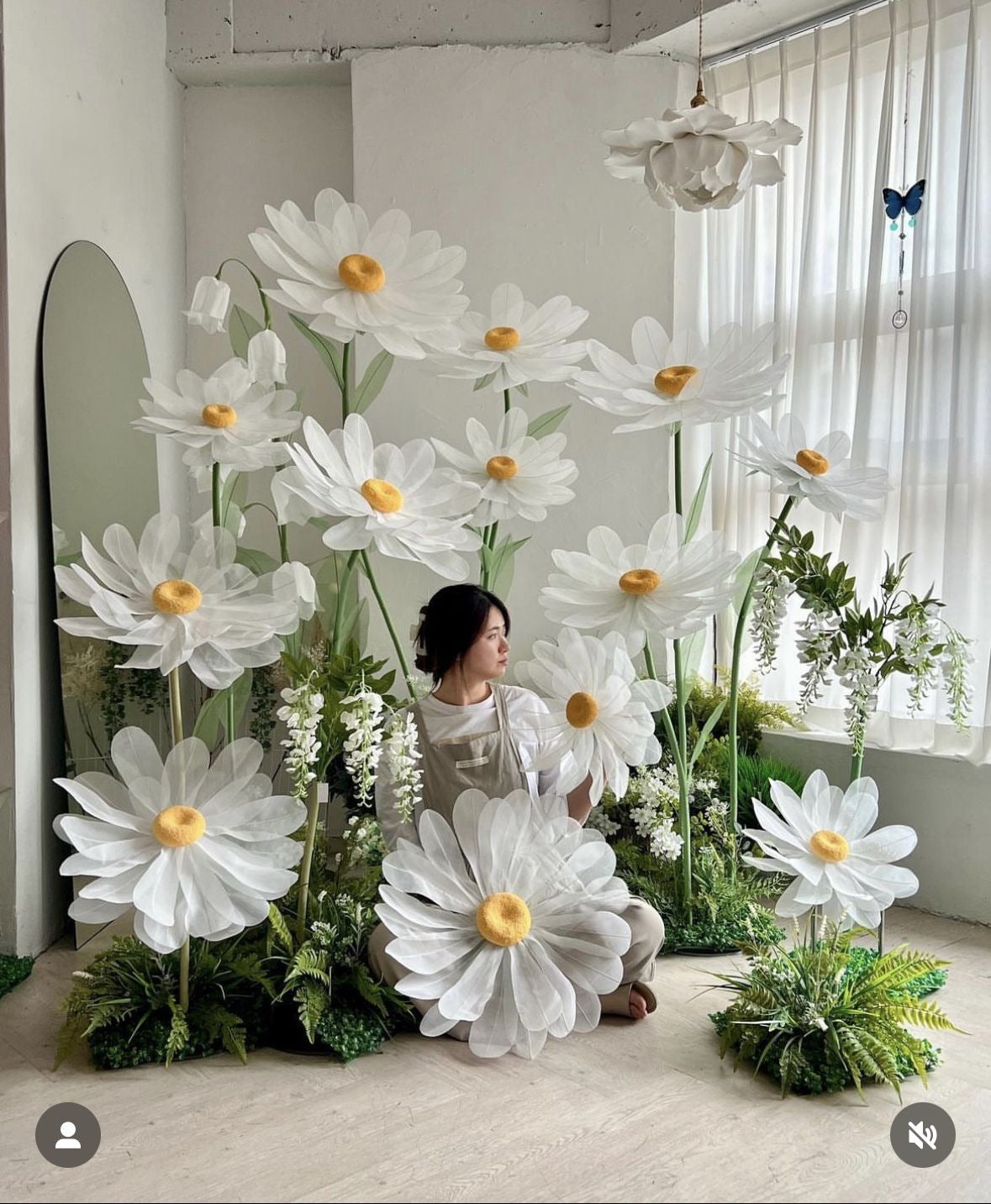 Soft Organza Fabric Daisy Flowers