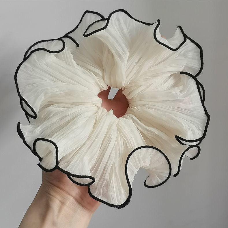 Elegant Pleated Lace Srunchies - Set of 2