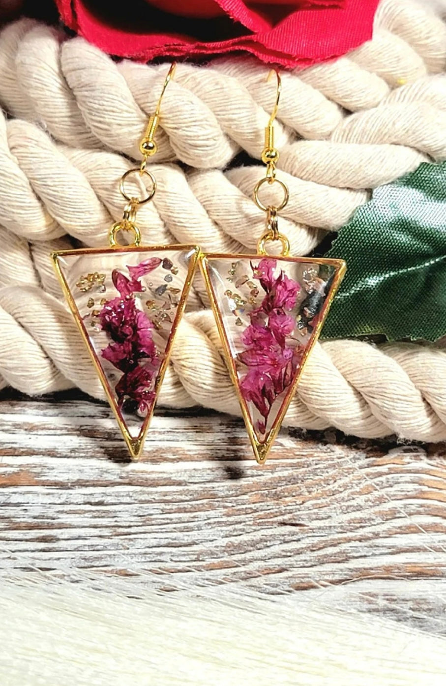 Earrings with Real Pressed Flowers
