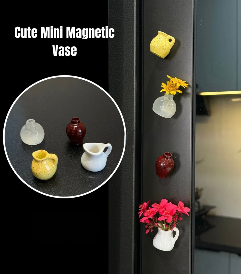 Cute Miniature Vase with Magnets (Only Pots, Flowers not included)