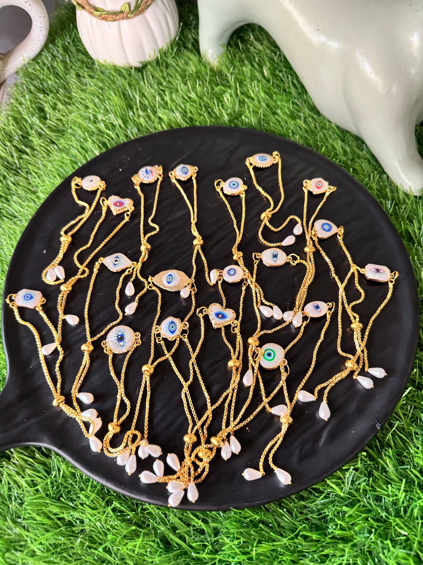 Exclusive Marble Evil Eye Bracelet/Rakhi Anti-tarnish Gold Plater