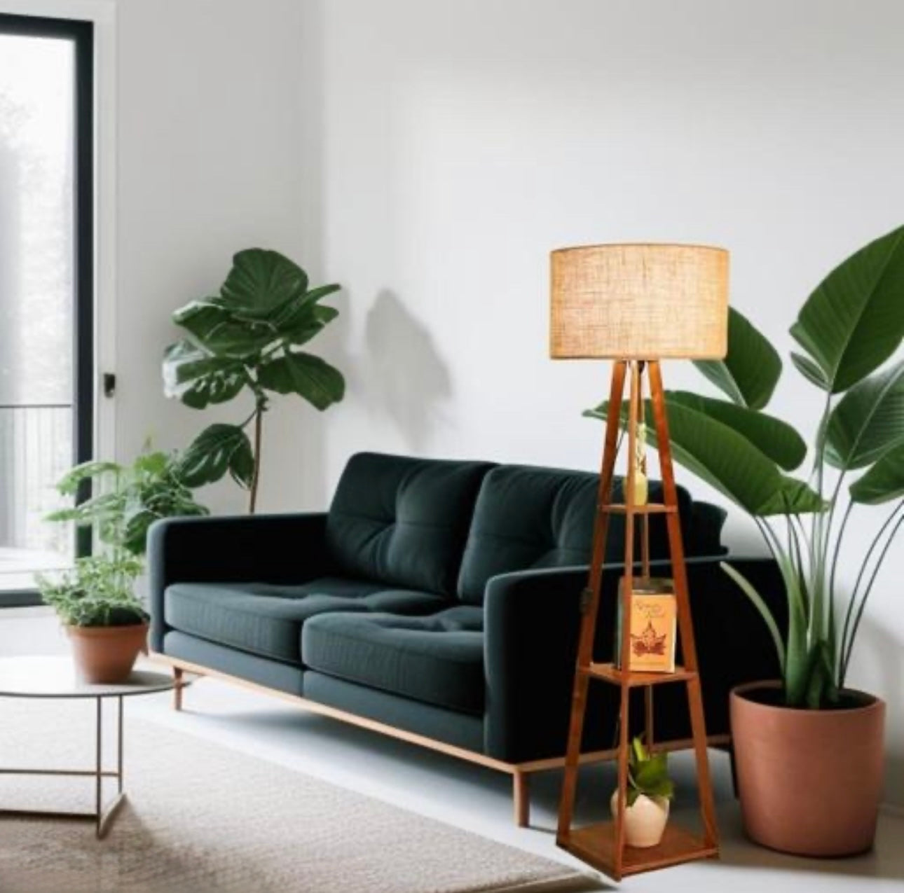 Decorative Wooden Tripod Floor Lamp