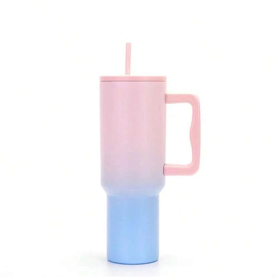 Stanley Mug Imitation Tumbler with Straw & Lid (Pink & Blue)