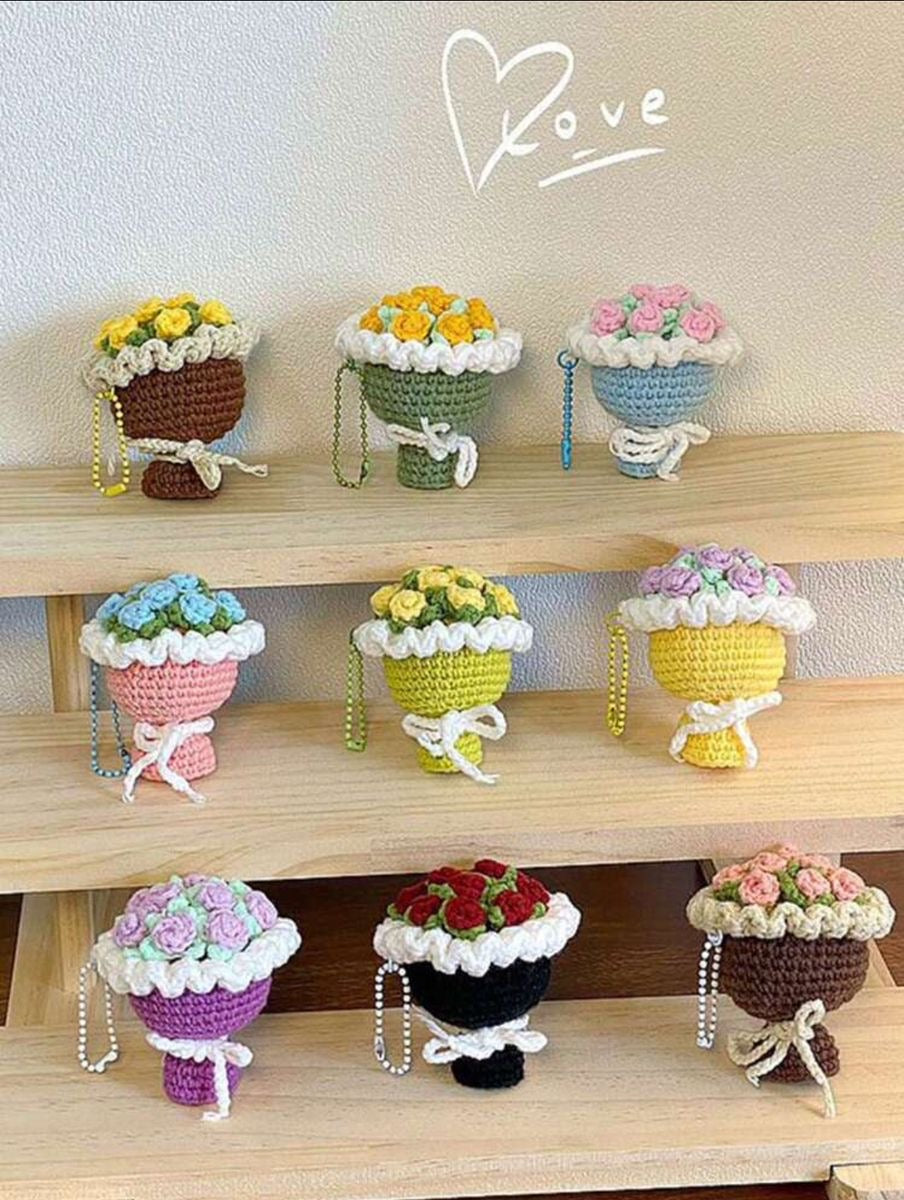 Crochet Mini Bouquet Keychain