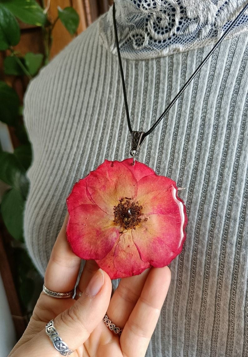 Pendant with Real Pressed Flower