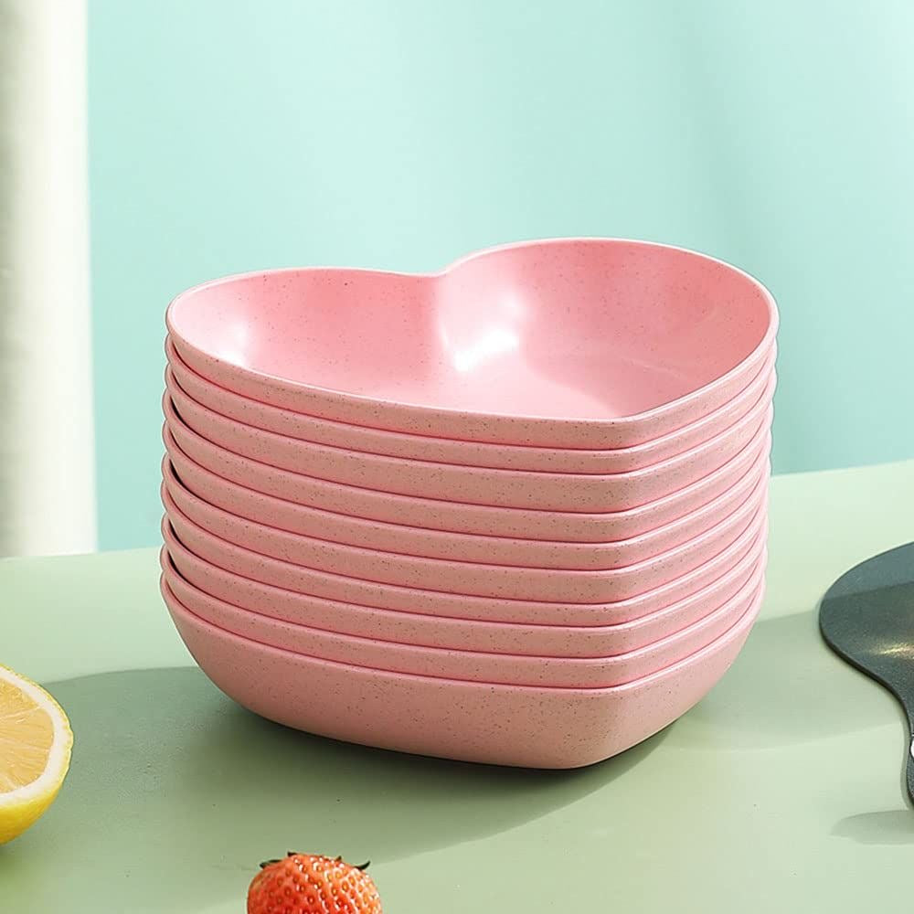 Heart Shape Deep Pasta/Snack/Dinner/Salad/Dessert Bowls with Stand - Set of 10