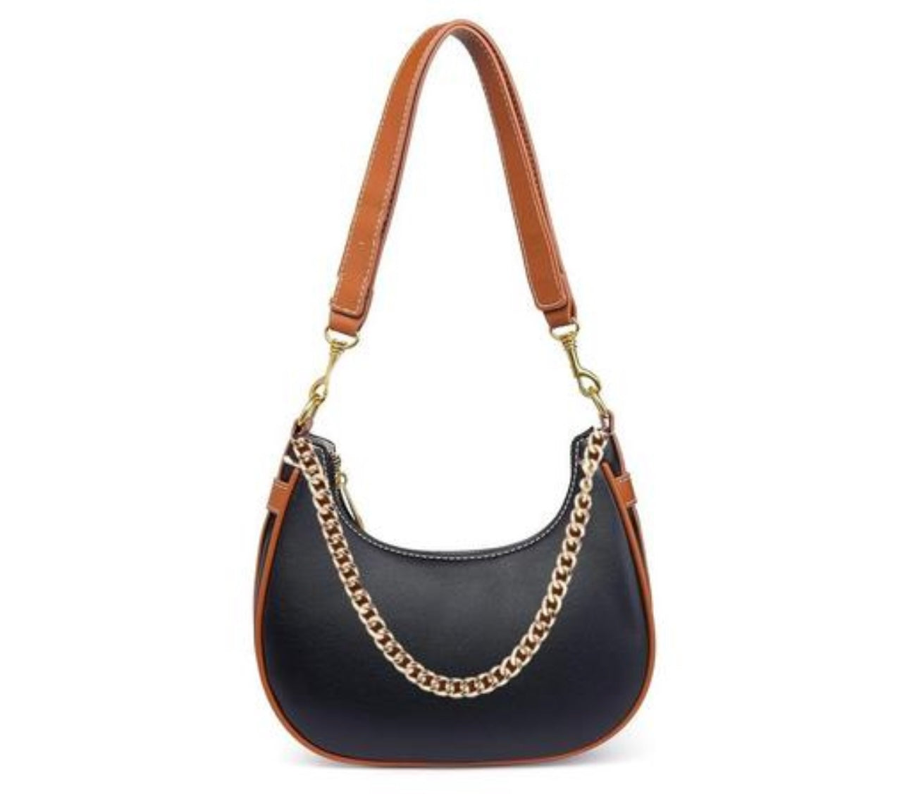 Trendy Chain Detail PU Leather Shoulder Handbag