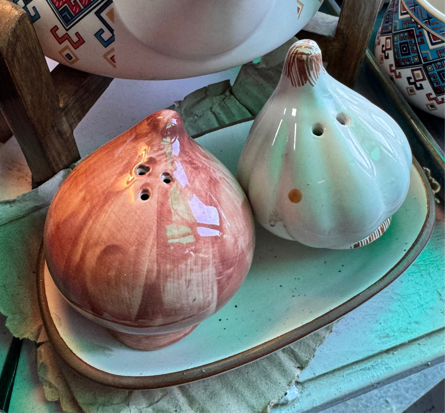 Ceramic Onion & Garlic Salt & Pepper Shaker Set