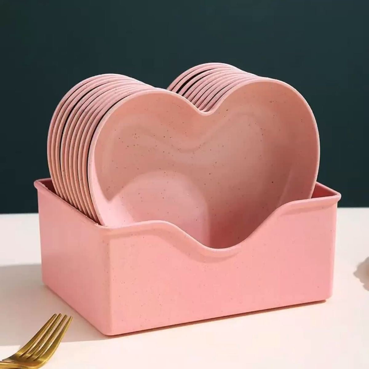 Heart Shape Deep Pasta/Snack/Dinner/Salad/Dessert Bowls with Stand - Set of 10