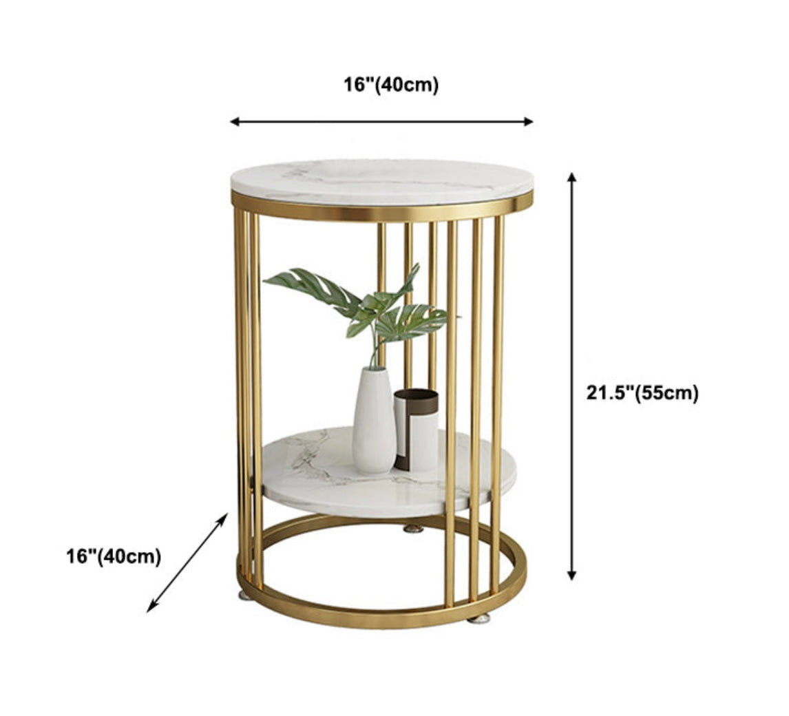 Nordic 2-Tier Faux Marble Side Table