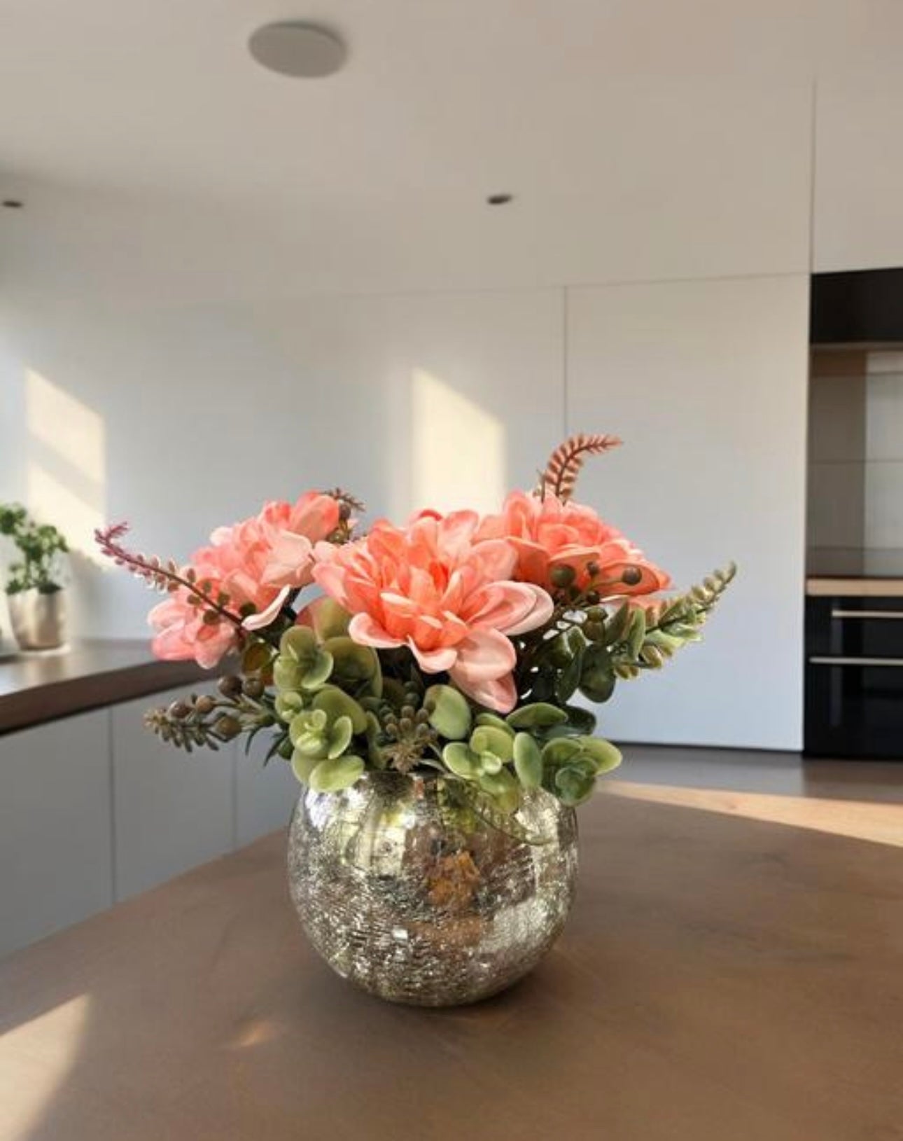 Artificial Pink Lilly Bunch with Glass Vase
