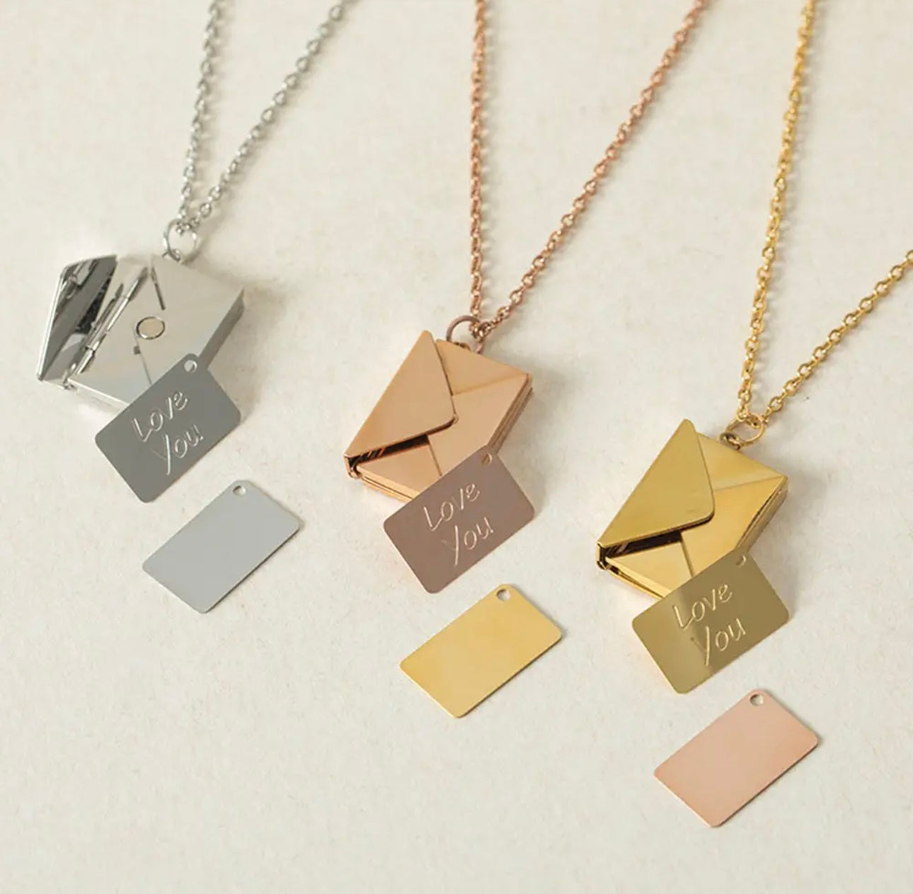 Personalised Envelope Necklace with Customisable Card Inside