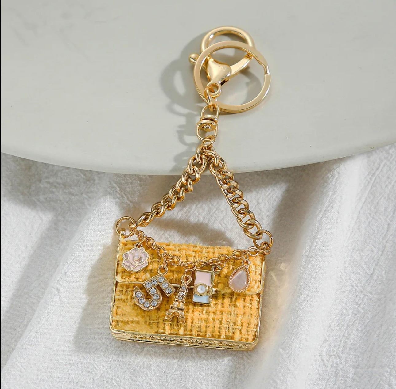 Handbag Shape Metal Rhinestones Keychain