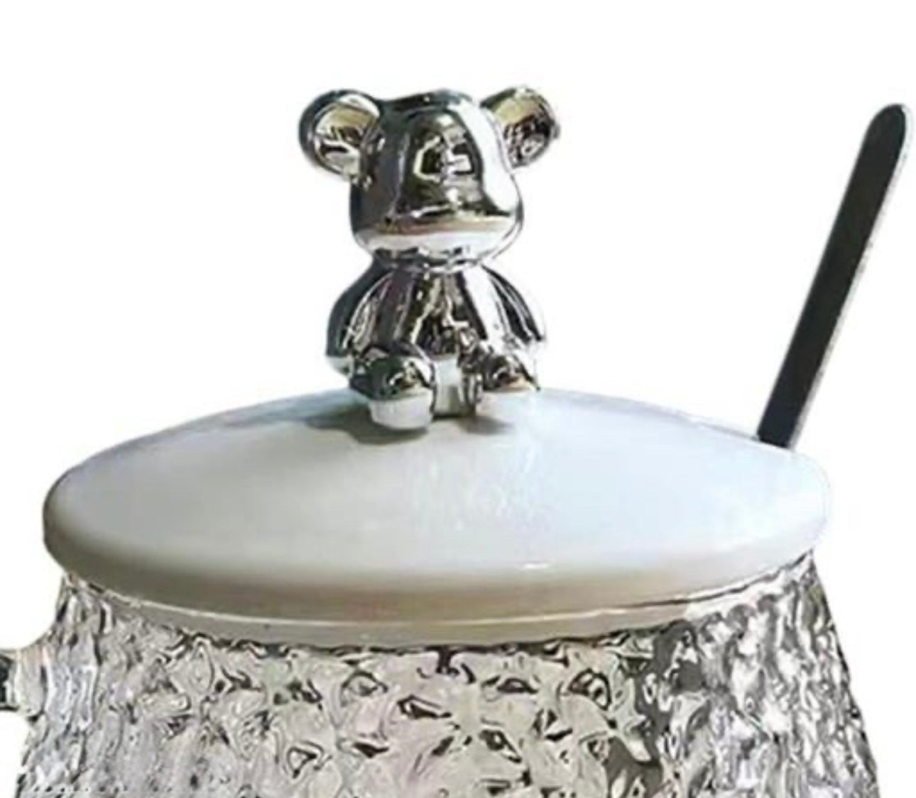 Frosted Glass Tumbler with Straw & Teddy Lid