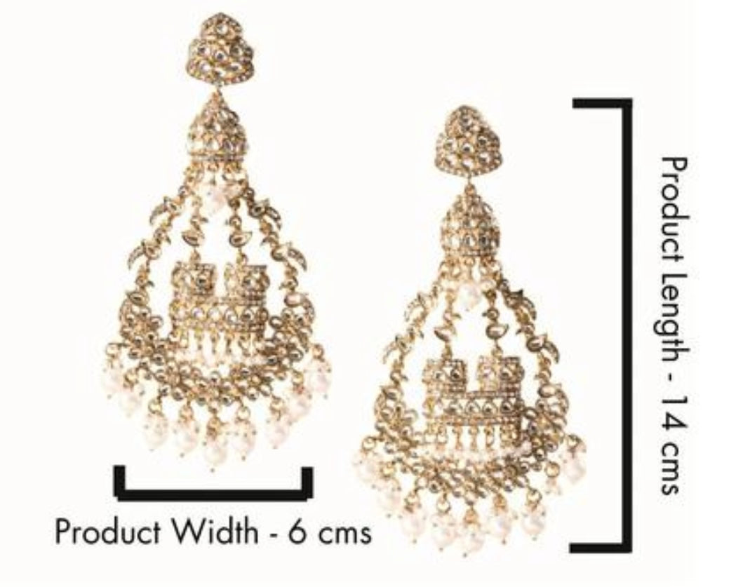 Large Kundan Pearl Danglers Earrings