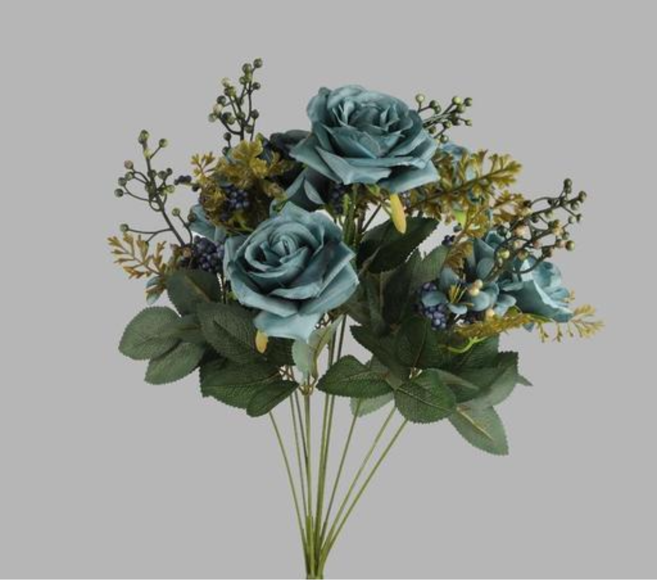 Premium Teal Artificial Peonies & Hydrangeas Flowers Bunch