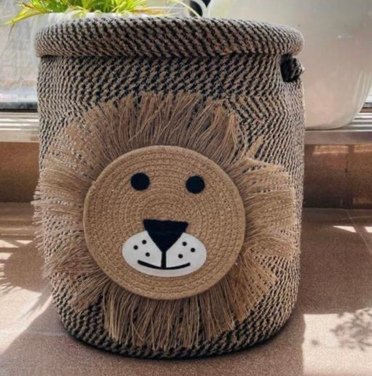 Natural Jute Small Rope Lion Kids Toy Storage Basket