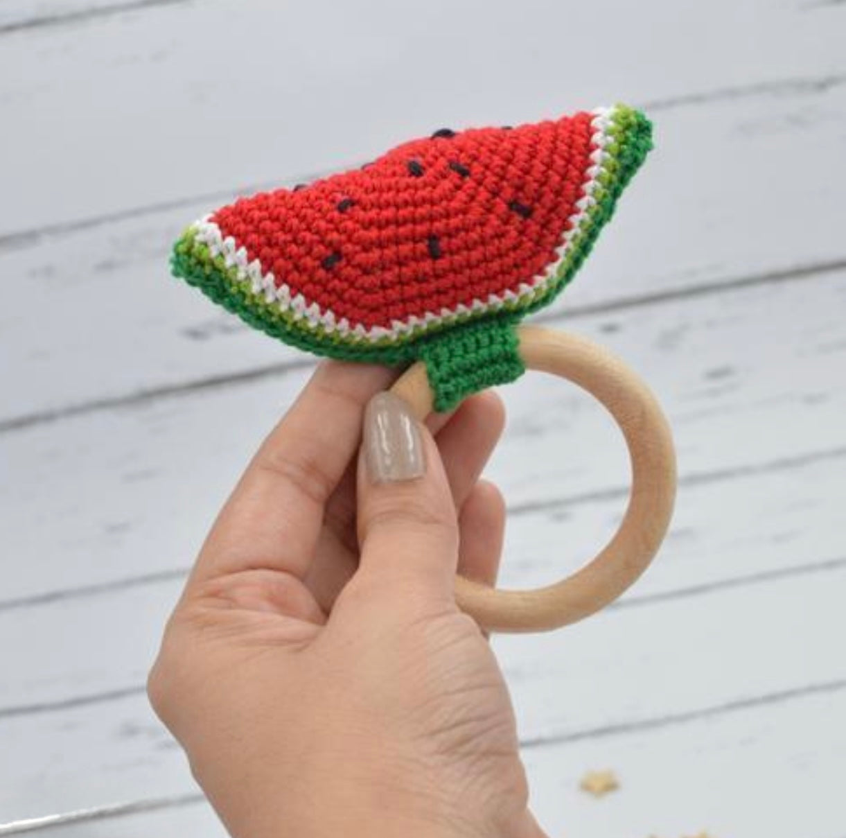 Cute Crochet Watermelon Rattle Keychain