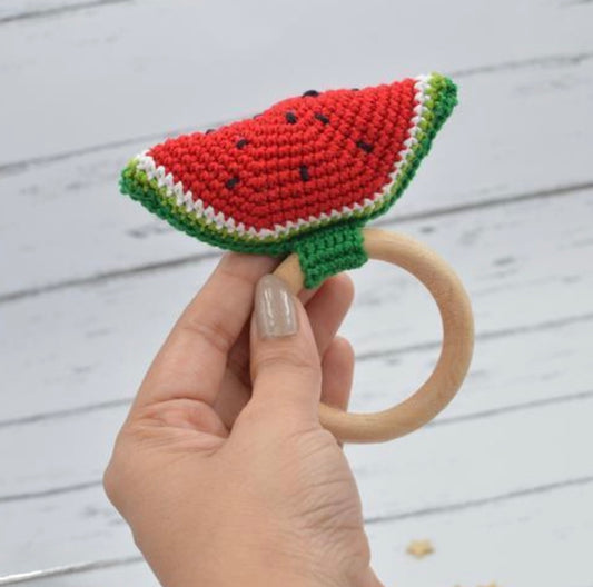 Cute Crochet Watermelon Rattle Keychain