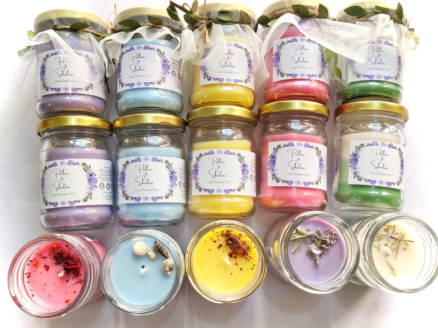 Votive Jar Candles for Return Gifts/Favours with Packaging & Personalised Tags